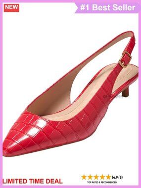 Leather Slingback Heel 35mm Chunky Pull-On Business Casual Closed Toe
